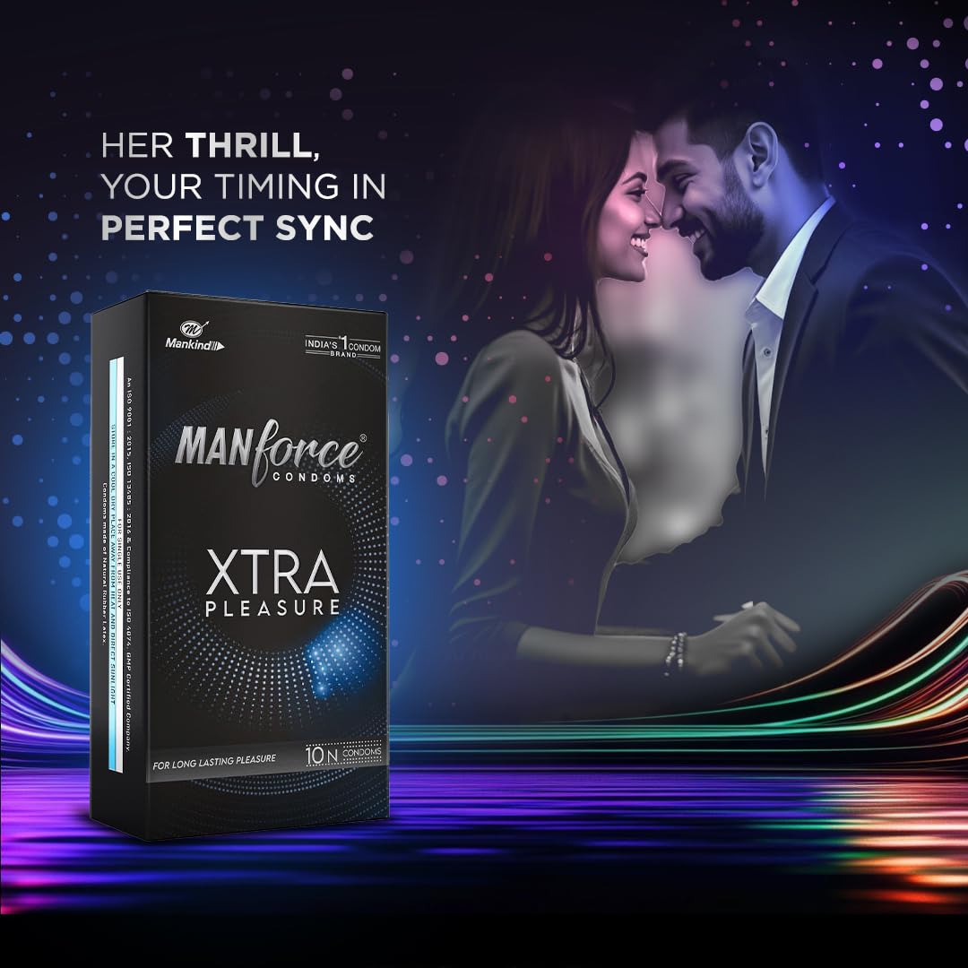 Manforce Xtra Pleasure Xtra Dotted Climax Delay Condoms, Unflavoured, 10 Pcs (Pack of 2) 3