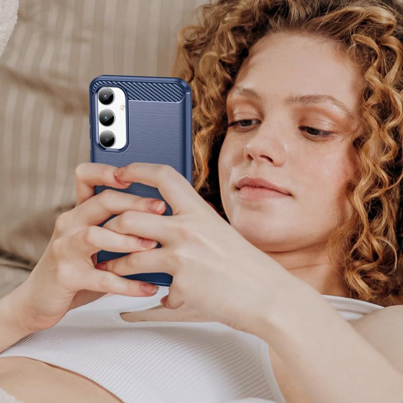 Image of Hybrid Carbon Fiber Back Case for Samsung Galaxy A35 5G (Blue)