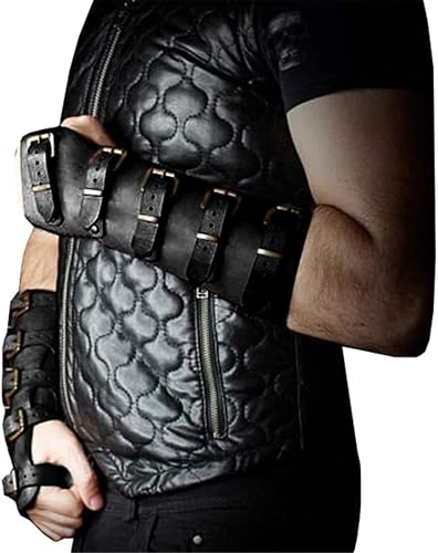Syktkmx Pulsera de guantelete medieval de vampiro armadura con hebilla punk gótico de piel sintética