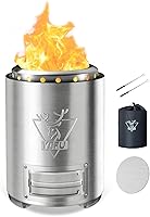Vista 14 de YEFU Fogata de mesa de 9.7 x 7.1 pulgadas, estufa de campamento de bajo humo para exteriores y patio, alimentada por pellets o madera, fogata