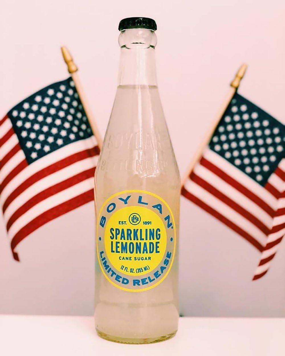 Boylan Sparkling Lemonade Cane Sugar Sodas, 12 fl oz (24 Glass Bottles)