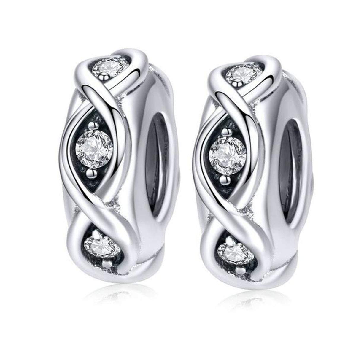 Charm Bracelet Spacer Beads Sterling Silver 2pcs Rubber Stopper Charm Spacer Beads for Pandora Charm Bracelet (A 1153)