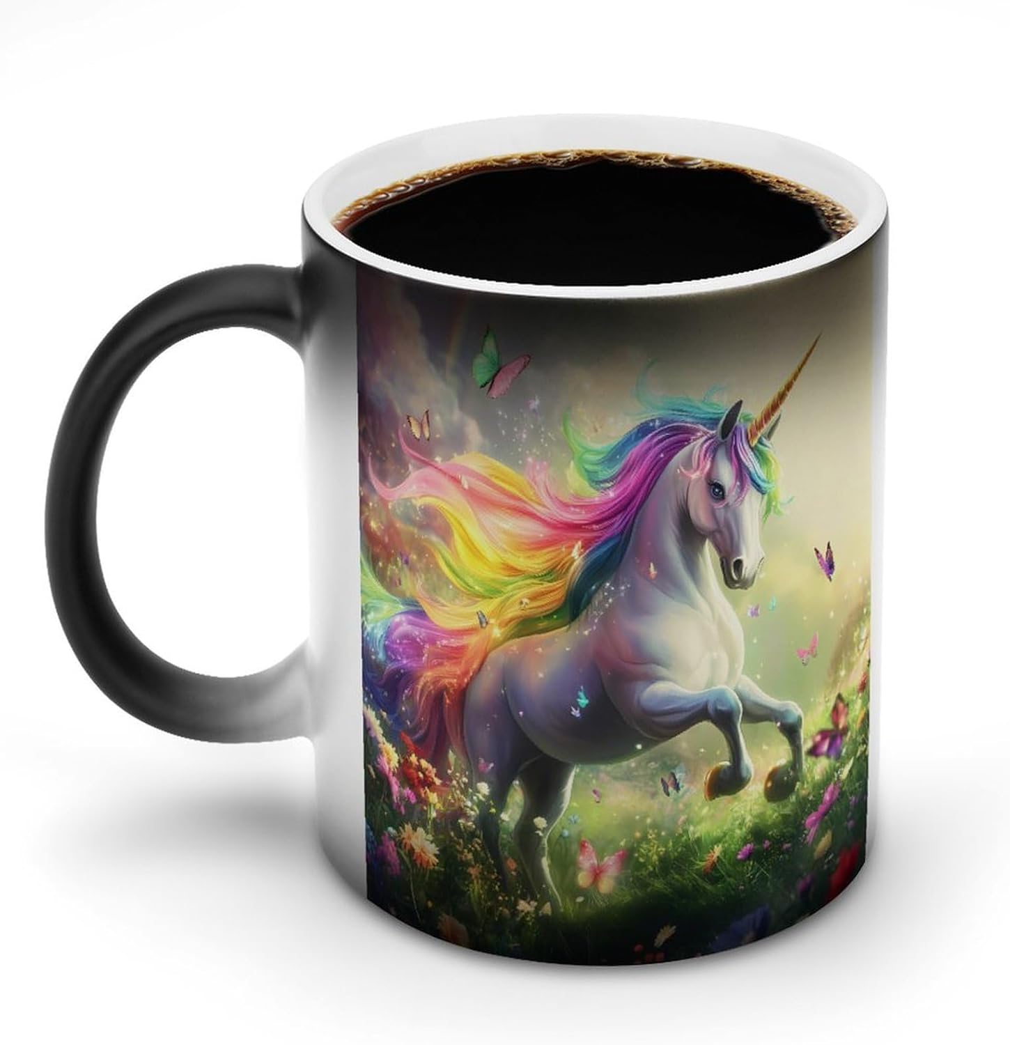 Colorful Rainbow Horse Butterfly Funny Color Changing Coffee Mug Ceramic Magic Cup Personalized Discoloration Tea Mugs