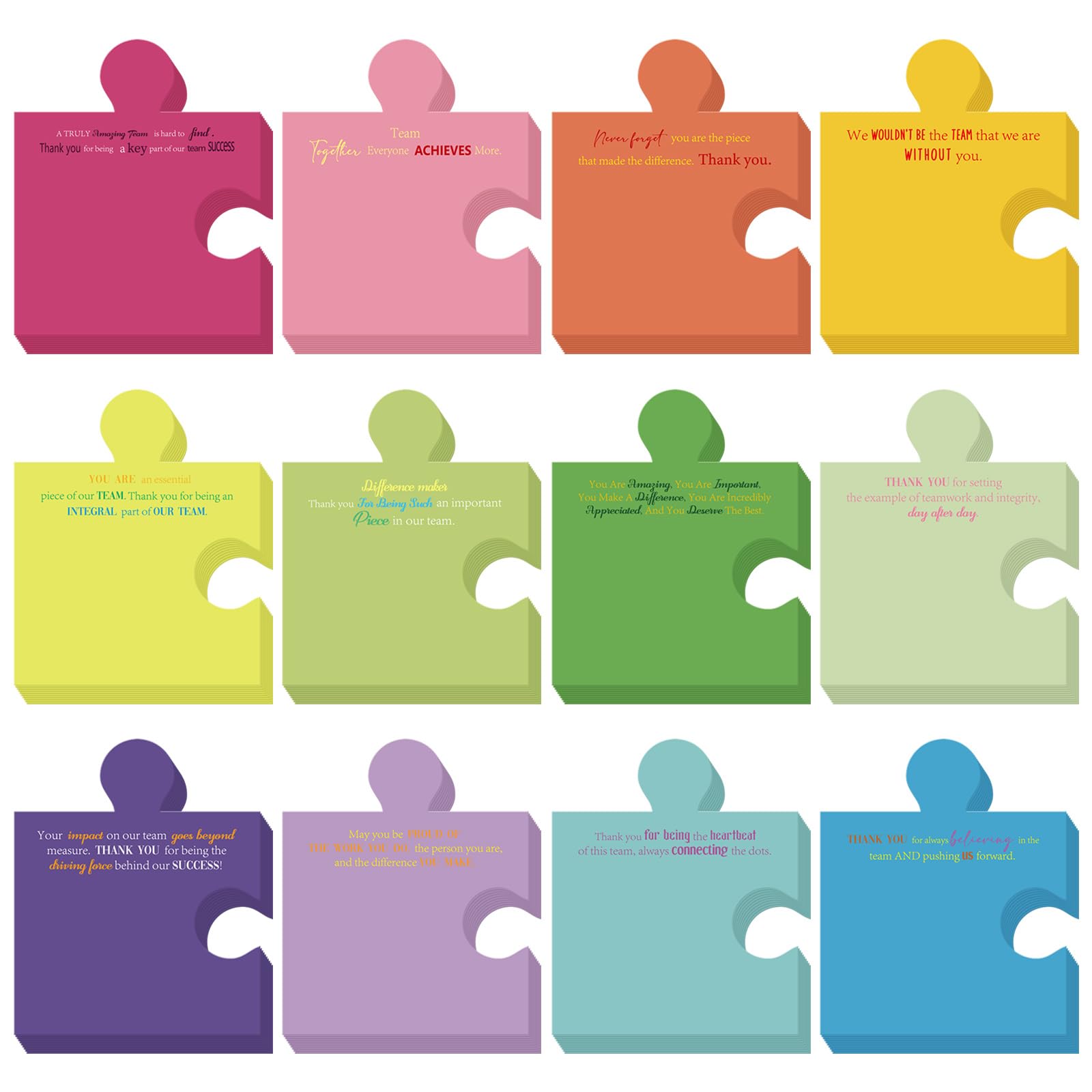 Yinder 24 Pads Team Appreciation Sticky Notes Puzzle Shaped Memo Gifts