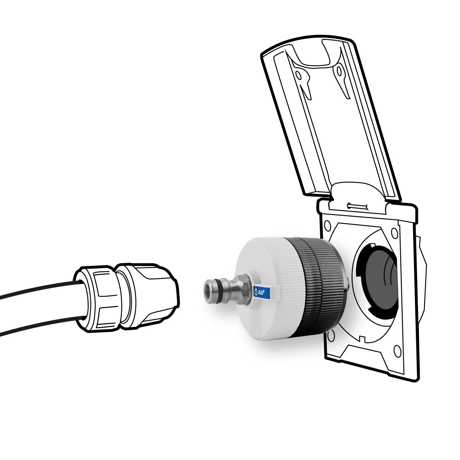 Alb Filter Entry Wassertankdeckel mit integriertem Filter & 2 Adaptern | Universal Befülladapter für Wohnmobil/Caravan | Gardena-kompatibel