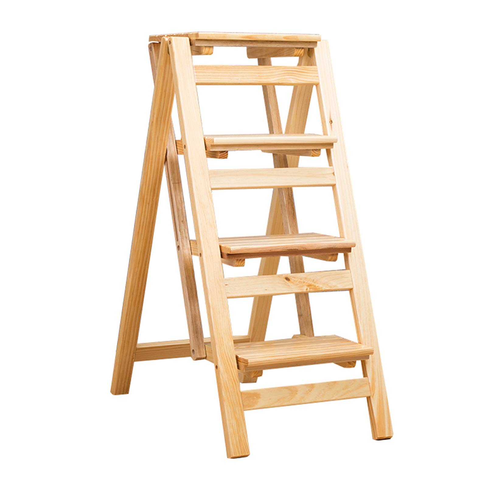 Tabouret pliant en bois à 4 marches : élégance et robustesse en noir