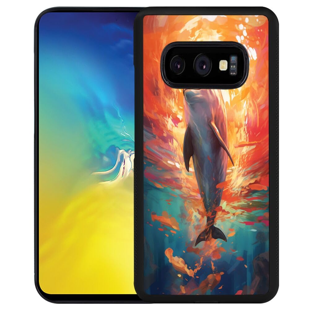 Elgzigok Black TPU Case Fits Samsung Galaxy S10e with Dolphin-aa715 Pattern Design Black Soft TPU Slim Fit Anti Scratched Protection Cover Case for Samsung Galaxy S10e