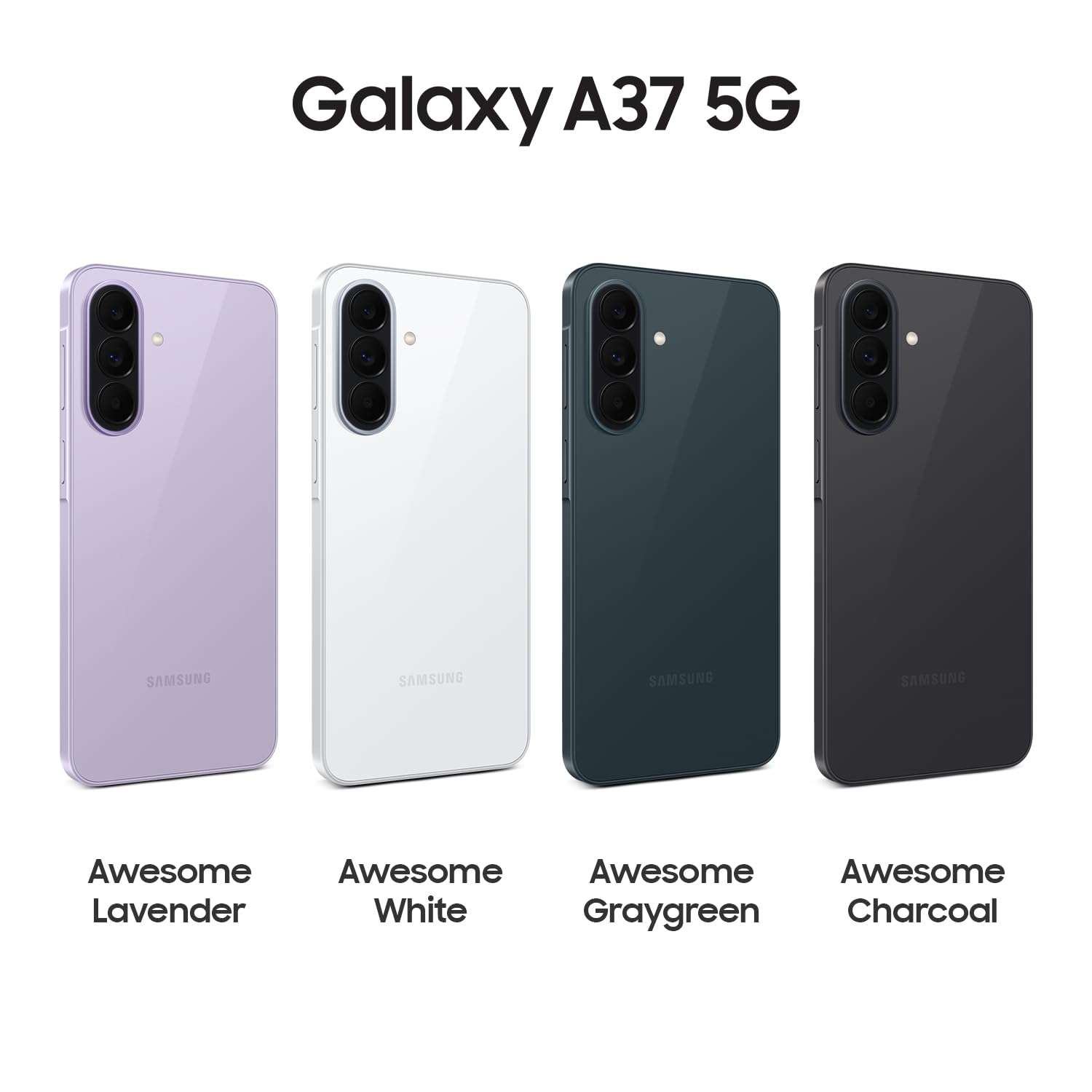 Samsung Galaxy A37 5G, Schlankes AI-Smartphone, Awesome Intelligence, 128 GB Speicherplatz, 50 MP Weitwinkel-Kamera, Bis zu 2 Tage Akkulaufzeit, IP68, Awesome Charcoal, 2,5 Jahre Herstellergarantie