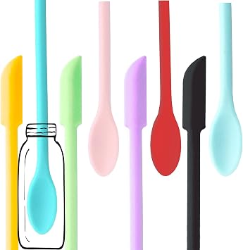Spatula, Silicone Spatula Set 8 Pcs Cosmetic Makeup Spatula for Mini Bottles Foundation Cream, Double-Headed Jar Spatula Small, Multiple Colors