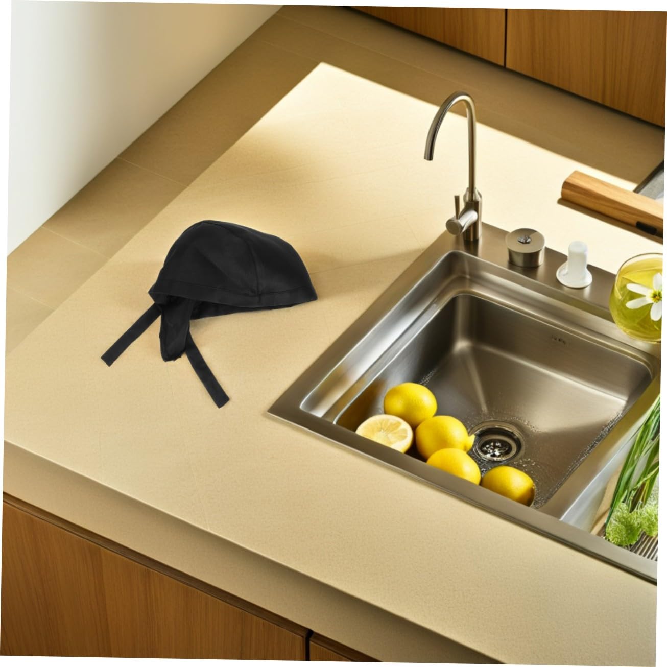 CALLARON Gorros de Chef con Cinta Negra de Tela, Diseño Simple y Cómodo, Transpirable y Agradable, Paquete de 3 para Mujeres en Trabajo y Vida Diaria