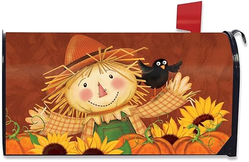 Miniatura 4 de Briarwood Lane Funda para buzón de otoño de espantapájaros feliz