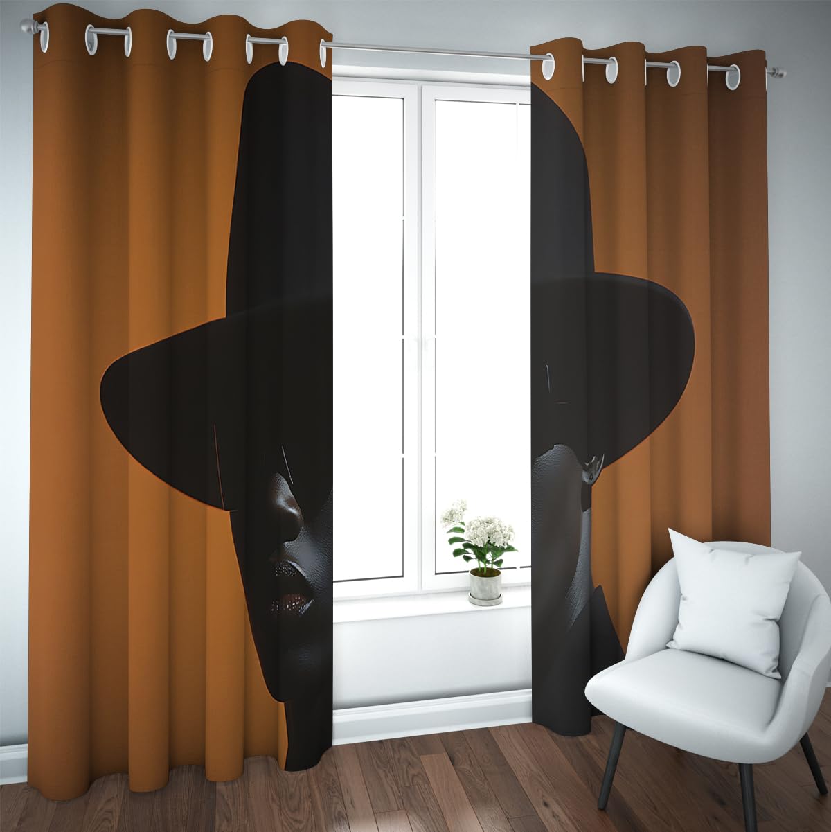 Rideaux occultants Afrique silhouettes pour bloquer la lumière et décorer le salon