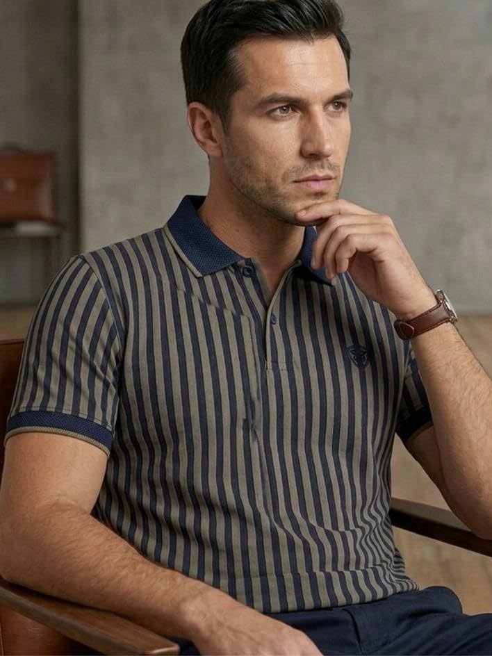 Image of Men Polo Cotton Rich Regular Fit Half Sleeves T-Shirt