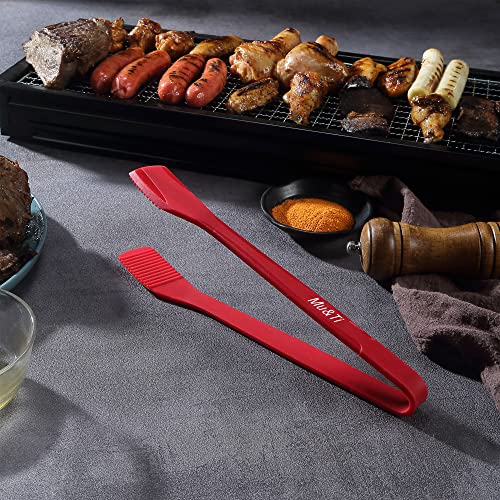 Silicone Kitchen Tongs 11 Inch Spatula Tongs Silicone Toast Tongs Salad Tongs For Cooking Salad Bbq Serving Toast Grilling Locking Frying Baking Steak(Red) #TOP4