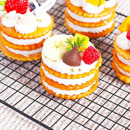 Artificial Dessert Cake Model Realistic Simulation Round Cookie Cake Faux Biscuits Desserts Replica for Home Kitchen and Bakery Shop Display,Pack of 6