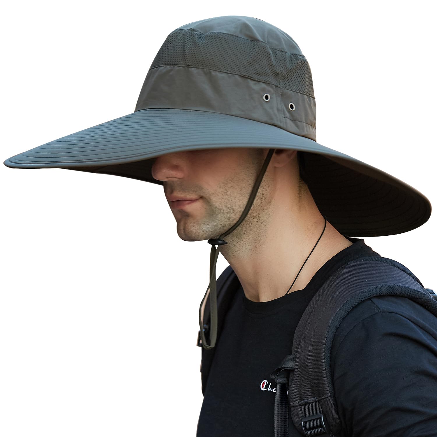 WANYIG Sombrero de Pescador Hombres Verano Protección UV Sombreros de ala Ancha 15cm Gorra de Ciclismo Plegable Impermeable Sombreros para el Sol