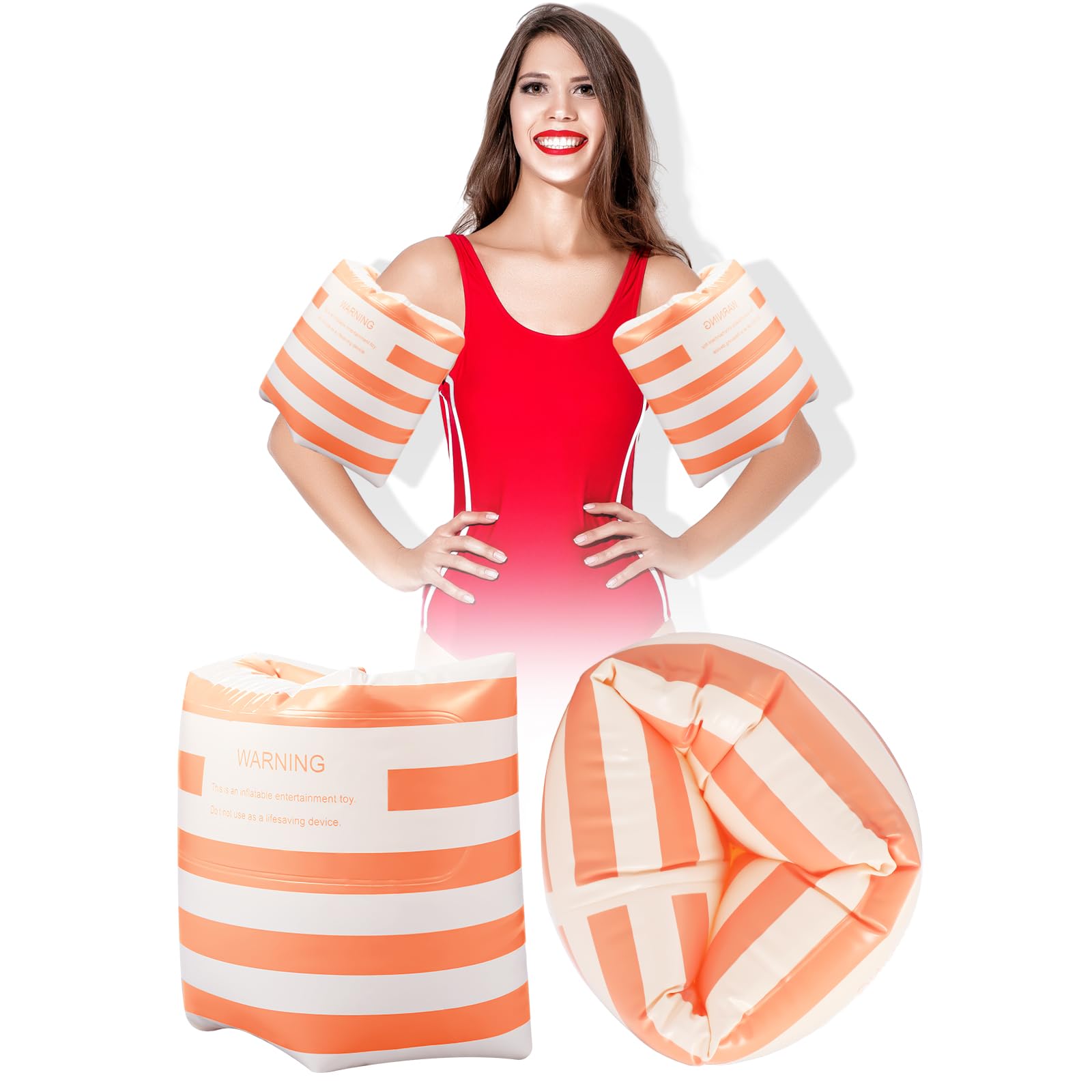 JellyArch 2 Pcs Arm Floaties PVC Inflatable Arm Band Striped Pool Floats Sleeves Swimming Float Rings for Adult Girls and Boys Water Sports Learning