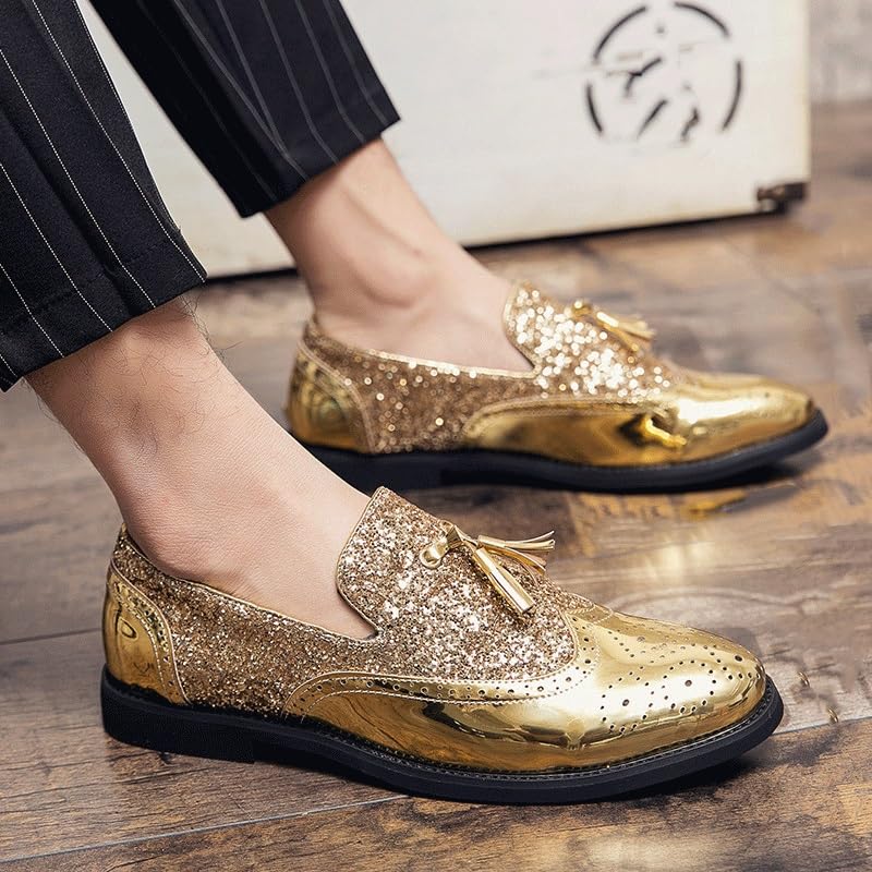 Tassel Brogue Formal Shoes for Men Classic Business Uniform Top-Grain Leather Slip-on Plain Toe Party Wedding Non Slip Classic2