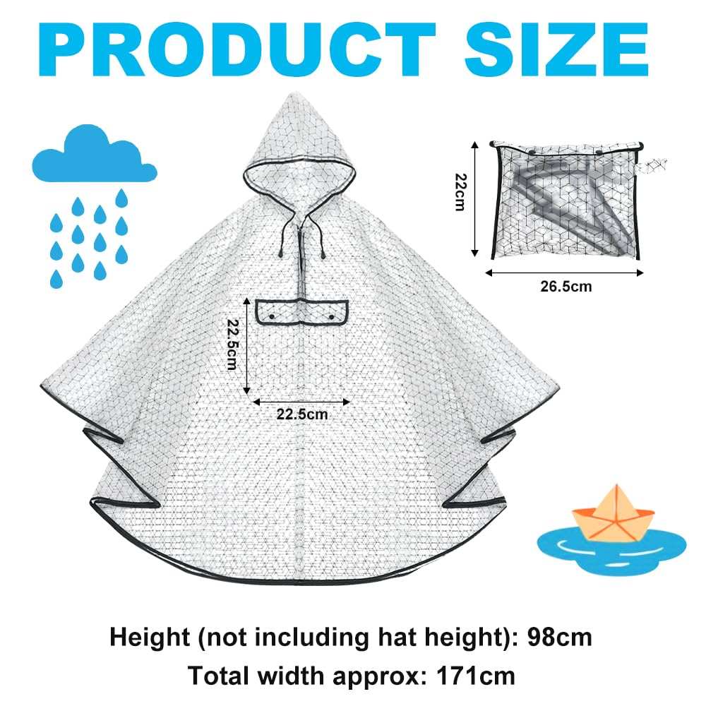 Chubasquero Impermeable Transparente Chubasquero Ultraligero para Hombre y Mujer Poncho de Lluvia con Capucha y Bolsillo Plegable y Reutilizable para Trabajo Viaje Excursión Senderismo
