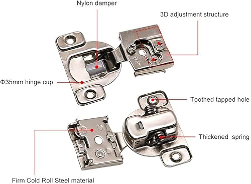 Miniatura 7 de Bisagras de hardware de gabinete de cierre suave (paquete de 2)  Bisagras de cierre silencioso superpuestas homdiy de 1-14 pulgadas con