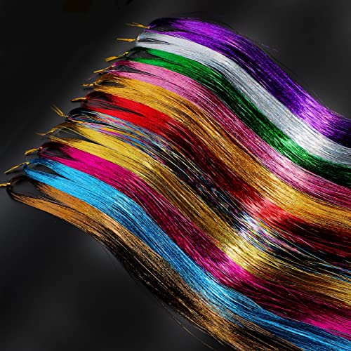 47 Inch Tinsel Hair Extensions With Tools, 13 Colors 2700 Strands Hair Tinsel Kit, Sparkly Glitter Tinsel Hair (47 Inch-Pack Of 1, 13 Colors) #TOP5