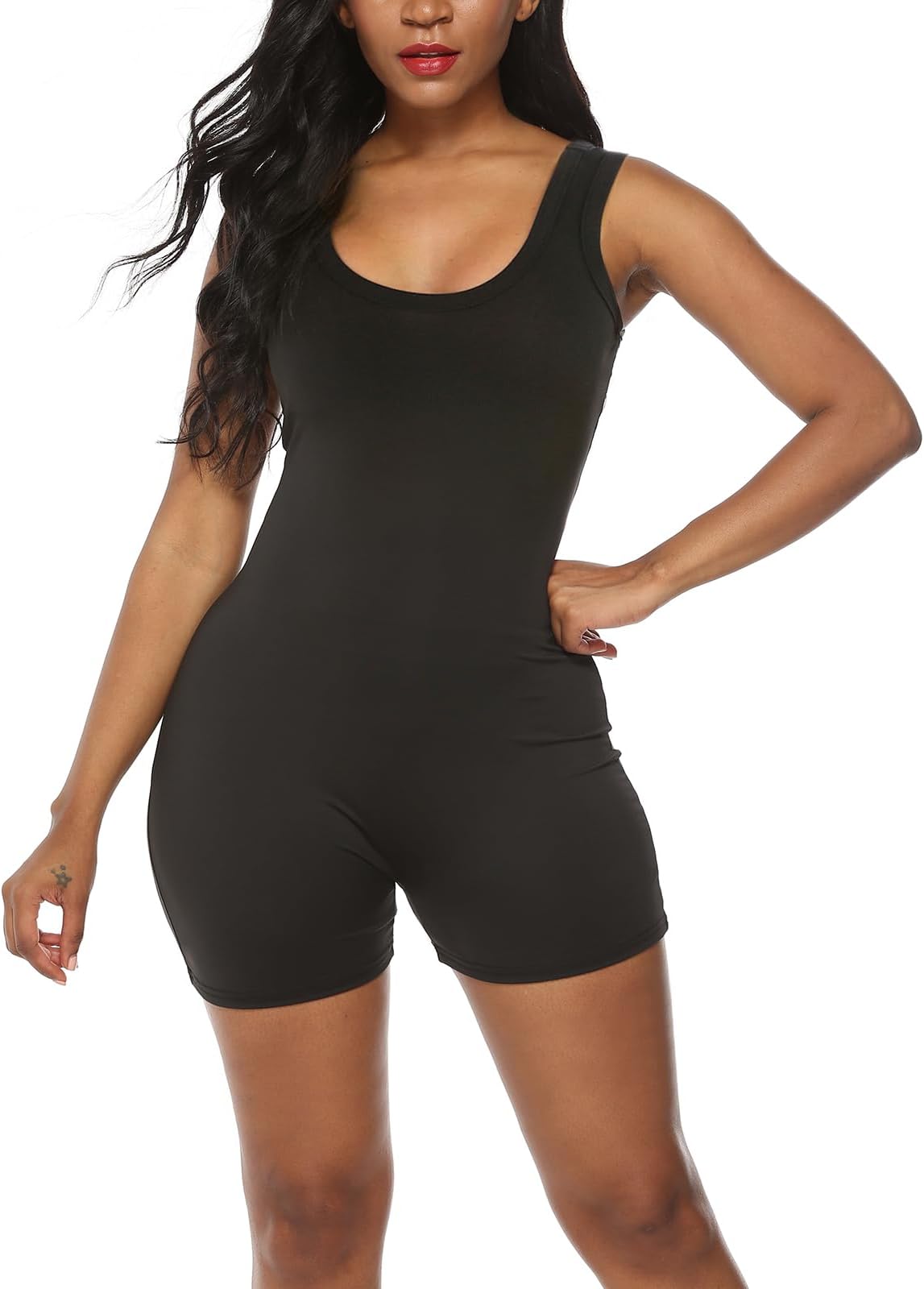 Amilia Sexy Sleeveless Tank Tops Short Romper Sports Jumpsuit Bodysuit One Piece Short Catsuit
