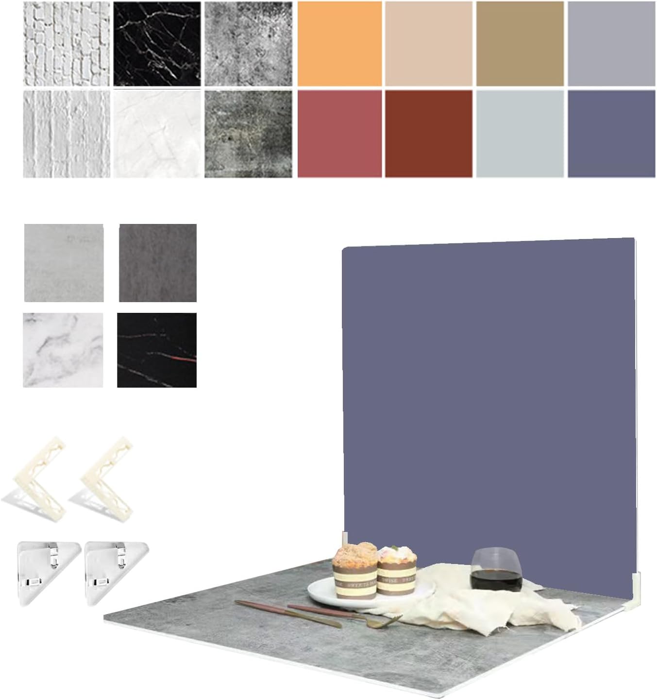 9PCS 18Pattern Photo Backdrop Board with Paper 16x16IN Double Sided Tabletop Photography Background Small Product Backdrops Props Food Jewlery INS Cosmetic Photos Shooting