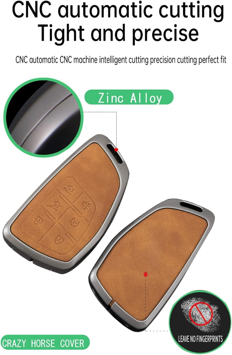 ontto Key Fob Case Fit for Buick Encore Envision Avenir 2020-2024,Antiscratched Car Key Housing with Keychain Fit for GMC Yukon/XL/Denali,Sierra 1500 2500HD 3500HD 2021-2023,Brown