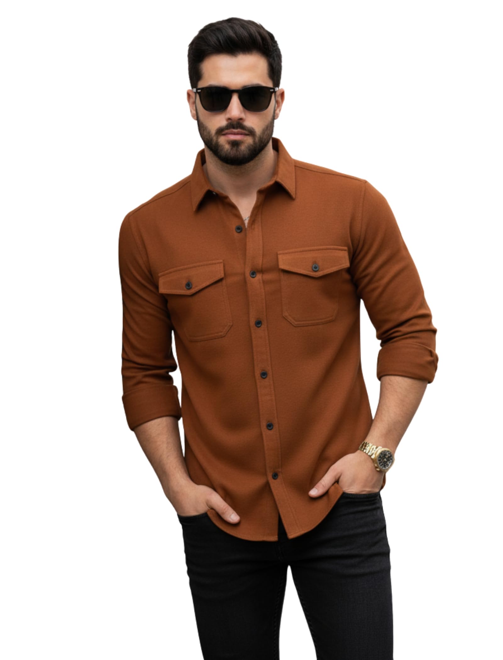 deelmo Men’s Classic Cotton Blend Slim Fit Shirt || Full Sleeve Button-Down Casual Shirt with Dual Flap Pockets || Soft Breathable Fabric || Ideal for Office Party and Everyday Wear-picture-19