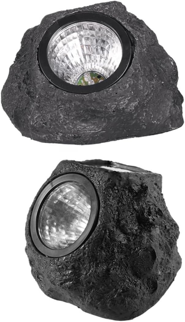 VILLCASE 2pcs Waterproof Solar Rock Lights Simulated Stone Outdoor Garden Decor Energy-Efficient Solar Garden Lighting for Patios and Lawns