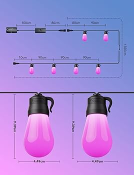 Govee Outdoor Fairy Lights, Smart LED Wifi RGBICW Bulbs