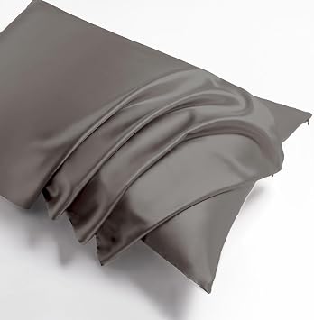 THXSILK 100% Silk Pillowcase for Hair and Skin, Soft Smooth Cooling Pillow Cover with Hidden Zipper, Both Sides Pure Silk, Gift for Women Men 1 pcStandard, Charcoal