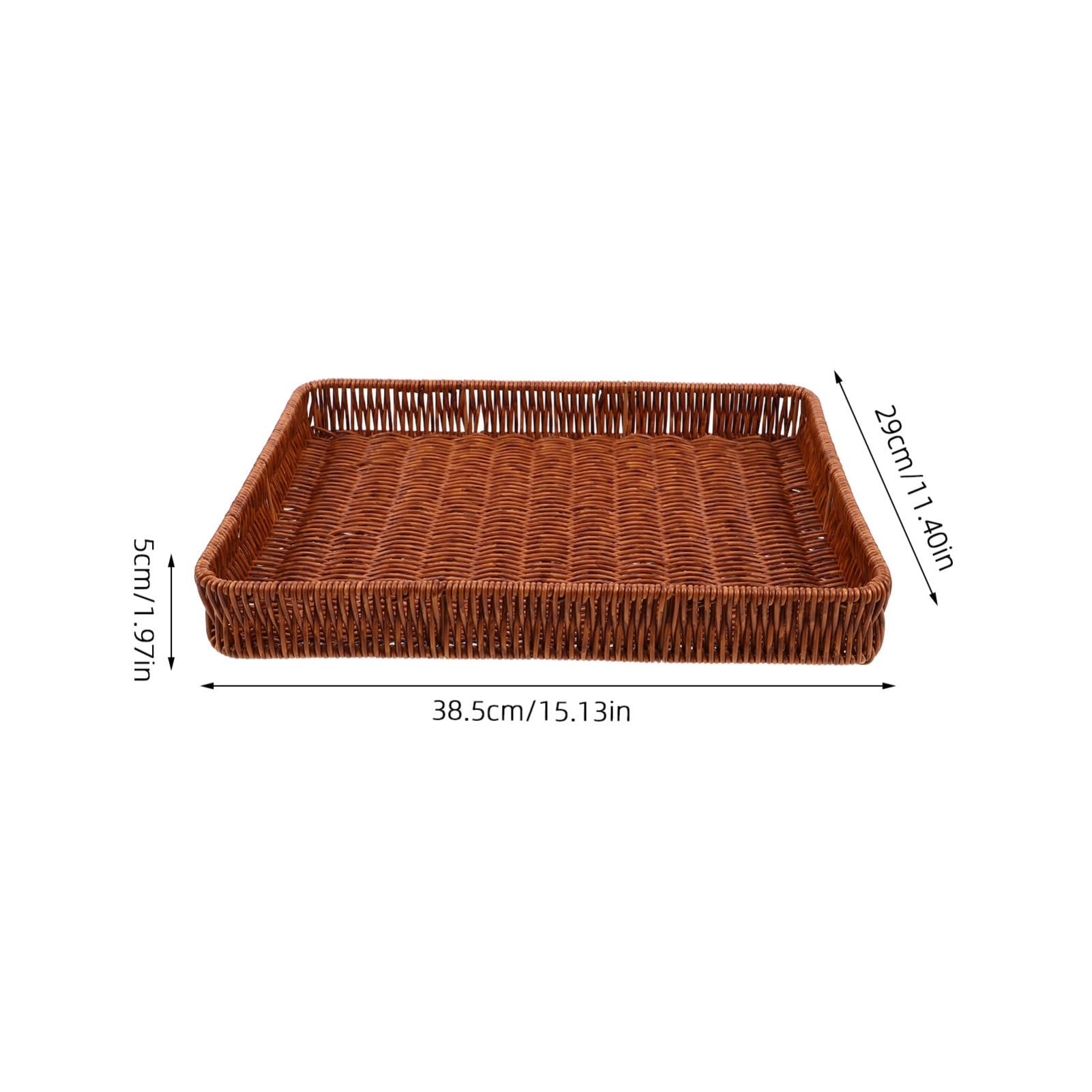 SOLUSTRE Woven Food Basket For Bread And Snacks Fake Rattan Woven Basket Flat Serving Tray For Home And Supermarket Display Lightweight Storage Bin