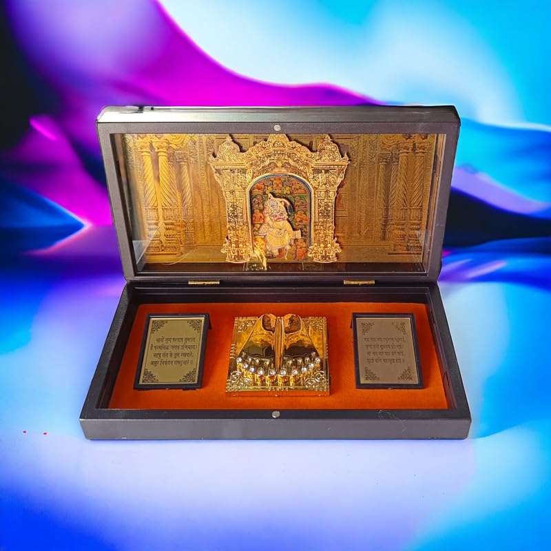 DK trades® Gold Plated Lord Hanuman ji Pooja Box - Premium Gold Hanumanji | Pocket Temple Hanuman Ji with Hanuman Chalisa | Unique Home, Office Gift