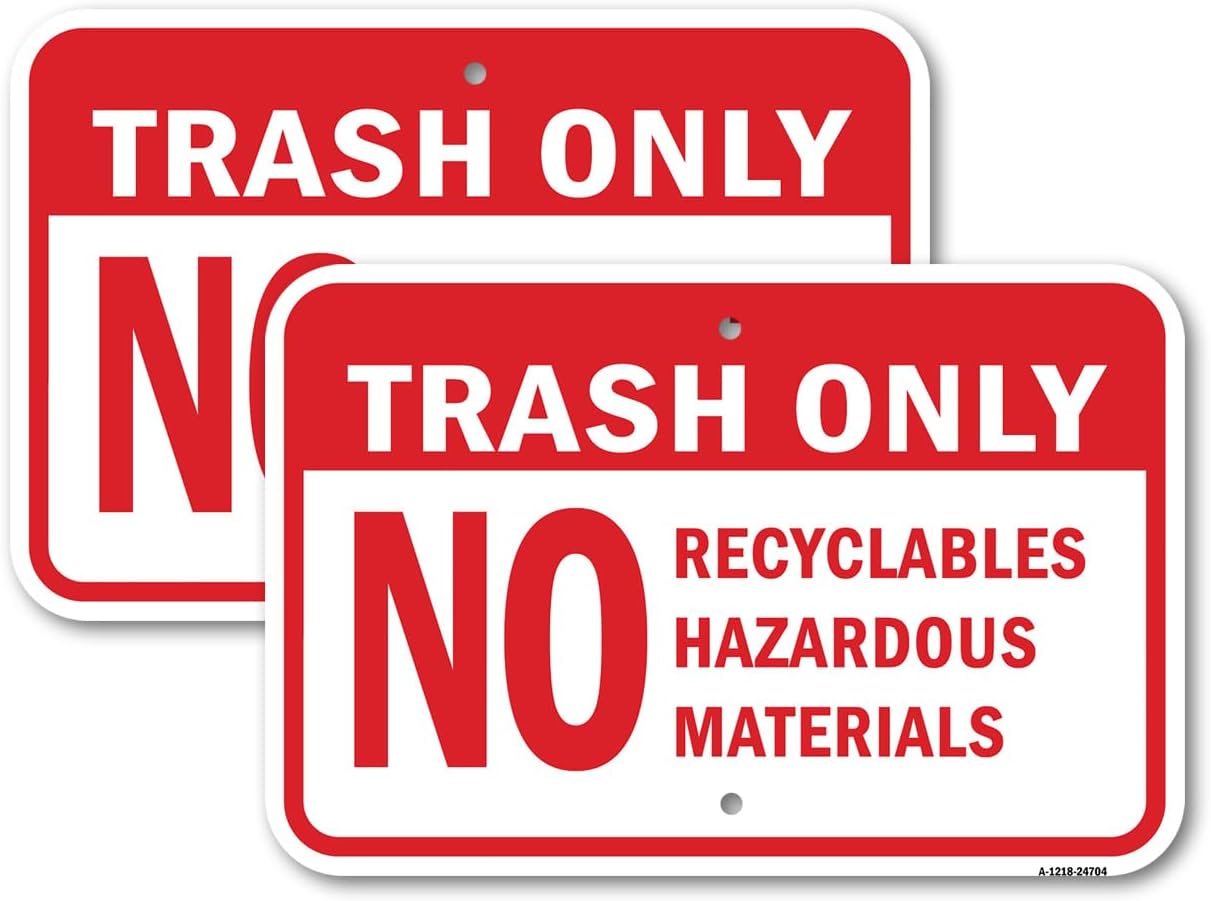 Amazon.com: (2 Pack) Trash Only No Recyclables Hazardous Materials | 12 ...