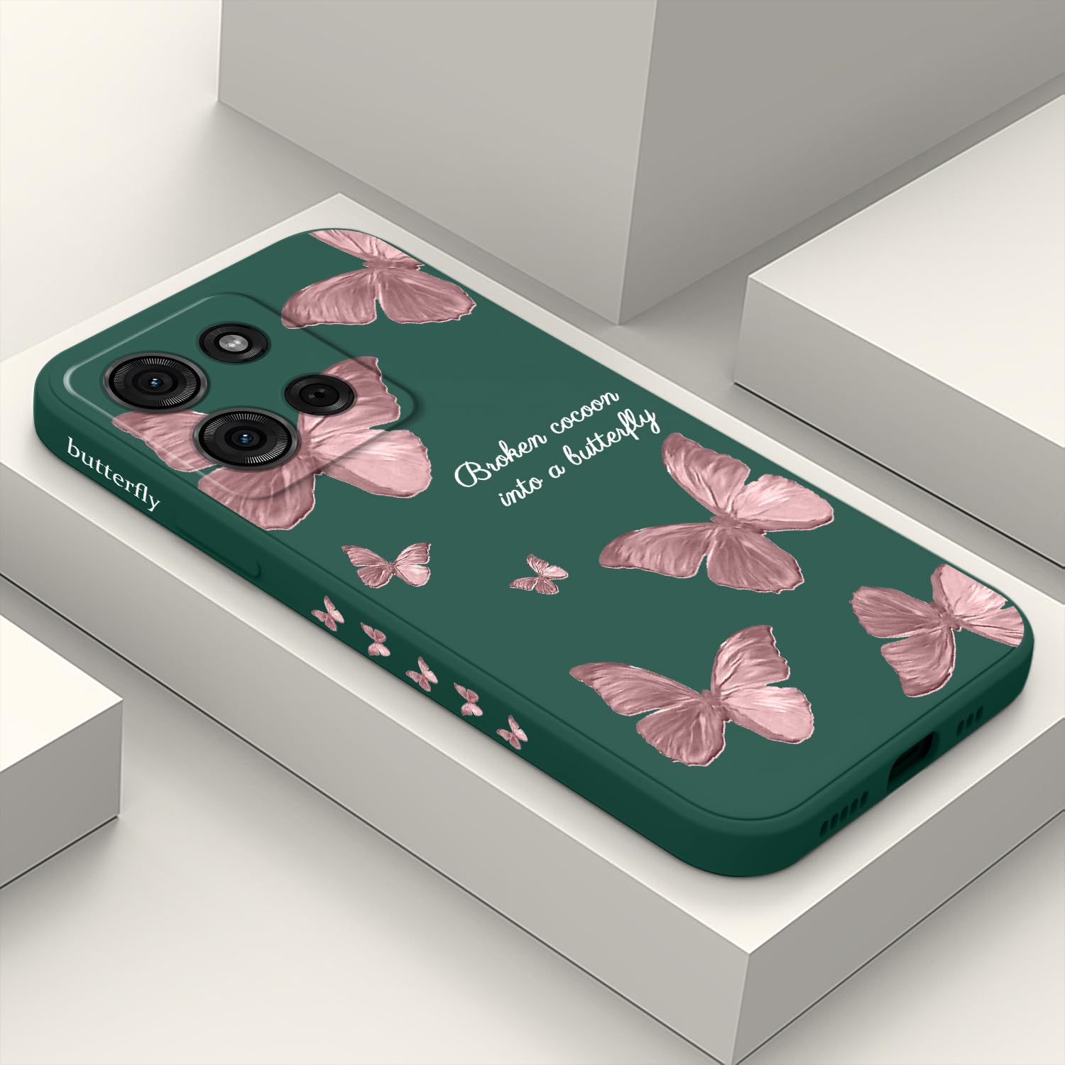 LEECG for Motorola Moto G 5G 2025 Case, Flower Pattern Slim Case Soft Silicone Protective for Moto G 5G 2025 Phone Cover, Butterfly Green