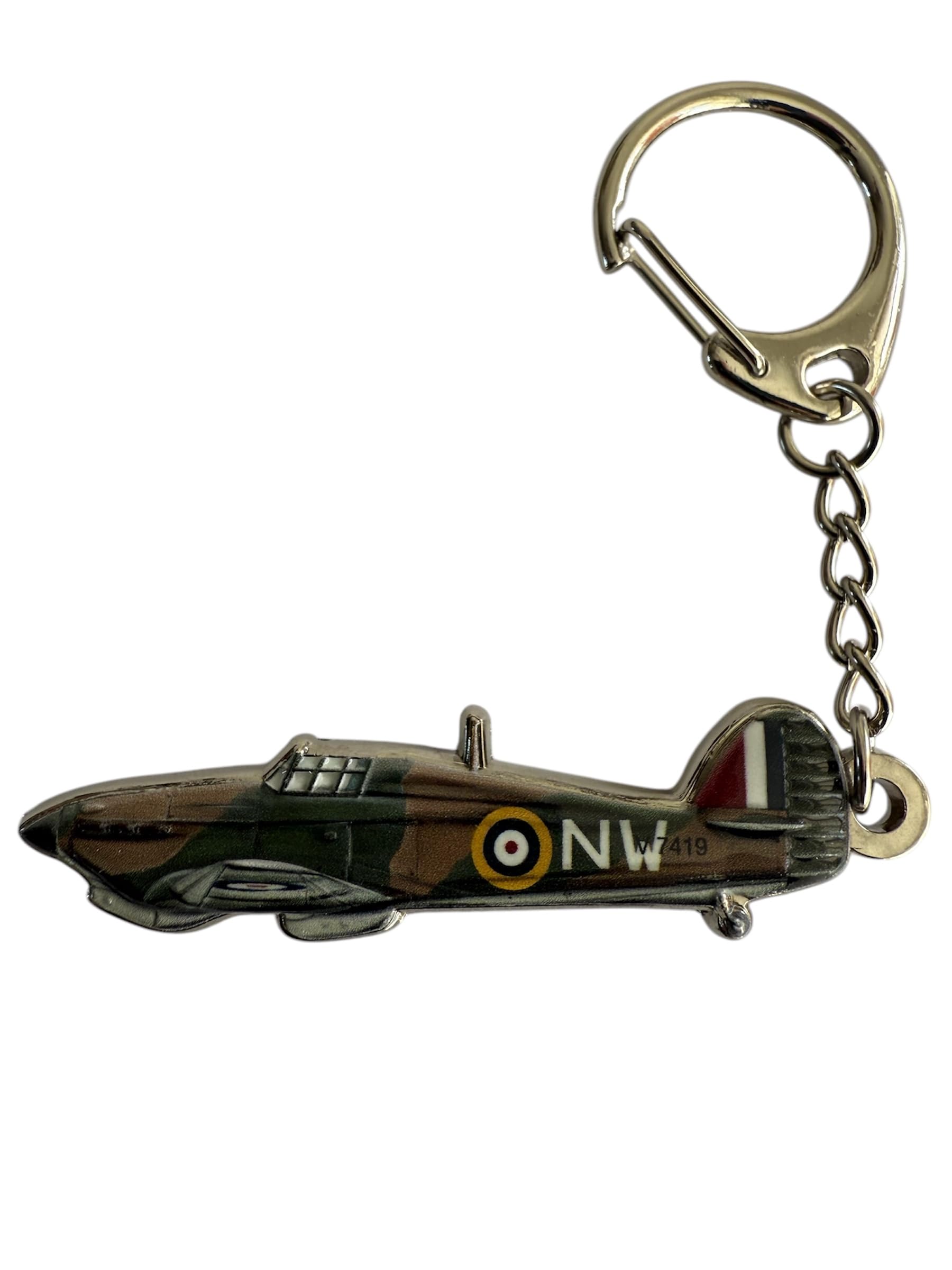 Vintage RAF Hawker Hurricane Aircraft Keyring, 3D Metal Design, Military Collectible