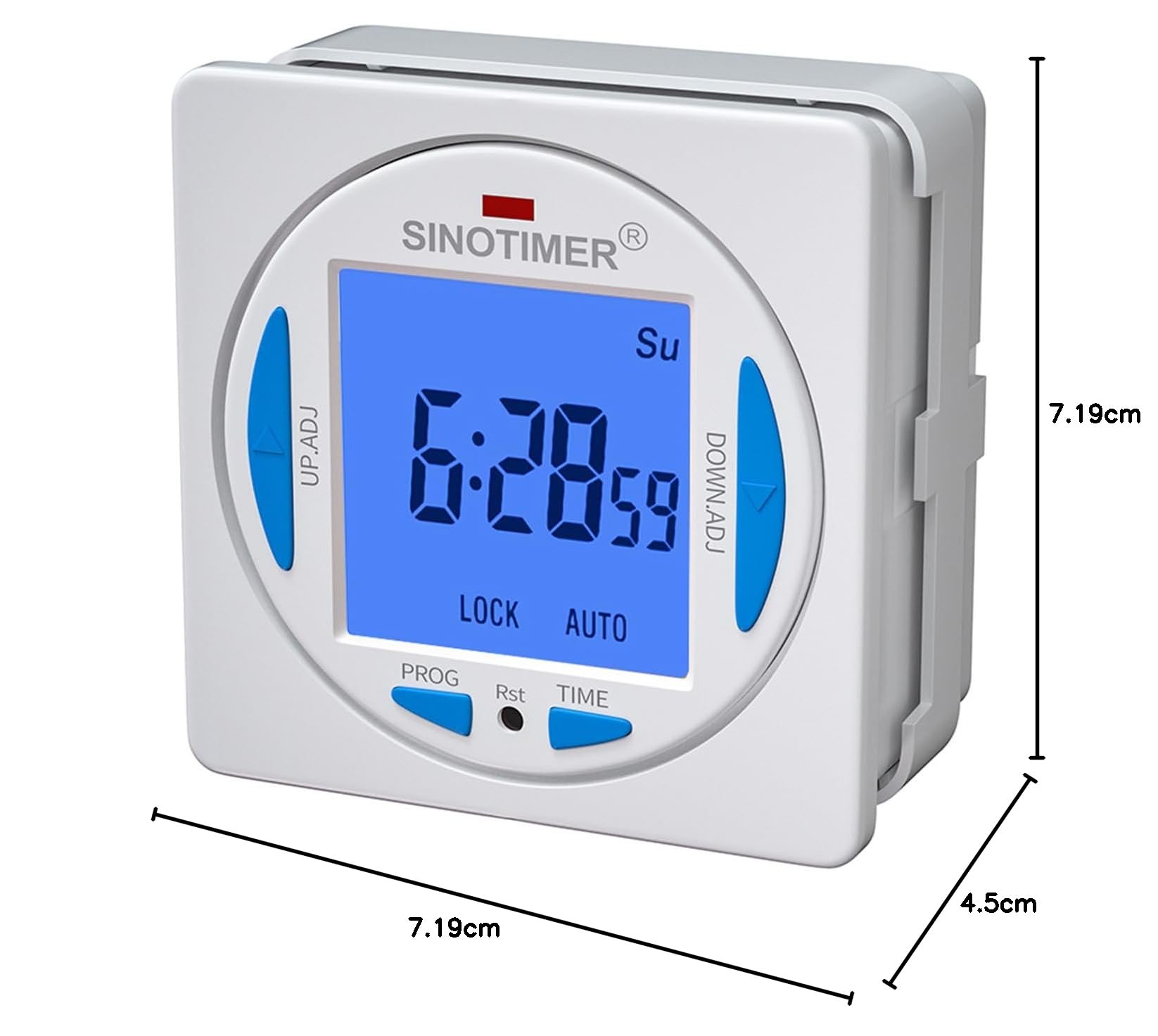 Écran ultra LCD 7 minuteurs quotidiens programmables Deuxième intervalle avec 4 fils de raccordement (rétroéclairage bleu), panneau monté avec boîtier