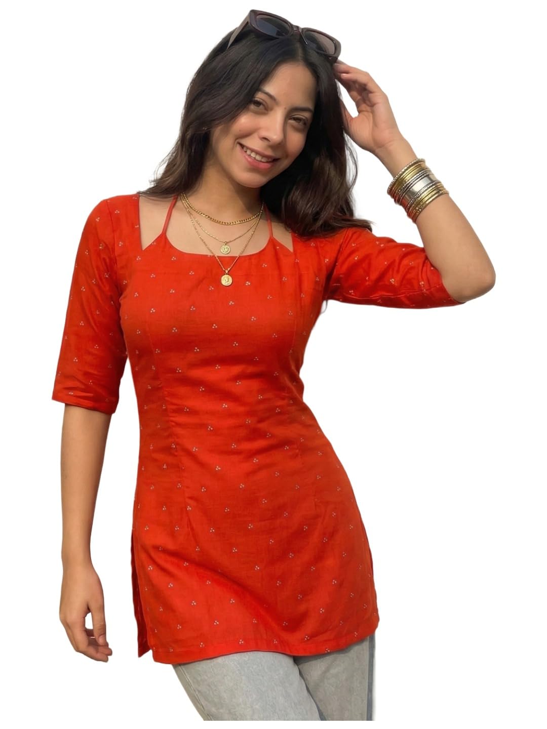 Short Kurti for Women Latest | Viscose Printed Straight Kurti Top | Ethnic Tunic for Women | Pair with Jeans | Modern Indian Wear | Stylish Kurta Top-image-37