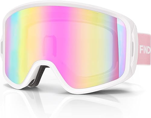 Findway Gafas de esquí, OTG Gafas de nieve, lentes intercambiables para hombres adultos, mujeres y jóvenes