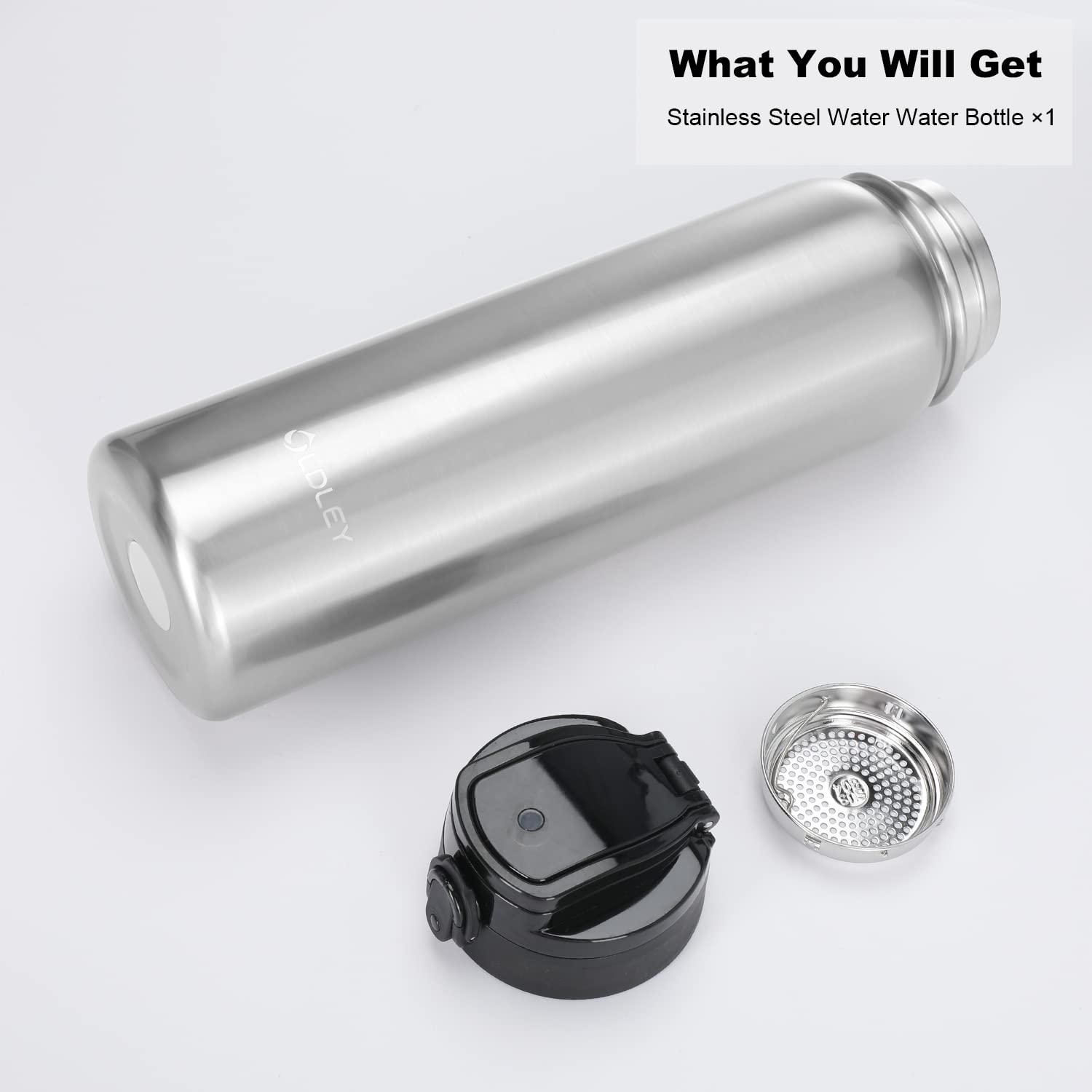 OLDLEY Stainless Steel Water Bottle With Straw, 1 Litre, Vaccum