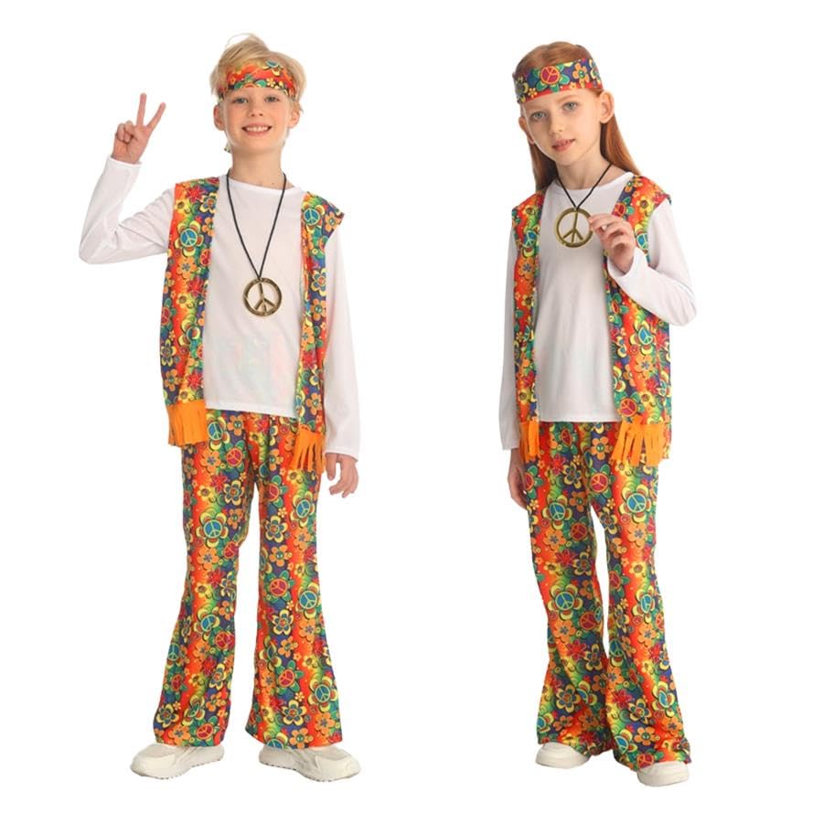 Disfraz Hippie Retro 70s para Niños 5-10 Años miniatura 5