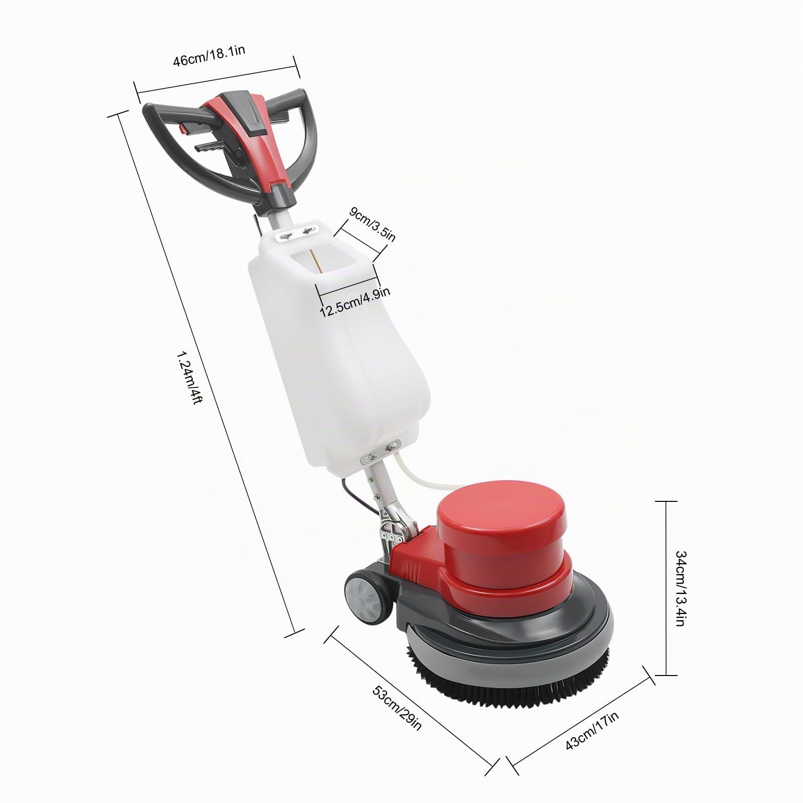 Máquina multifunción de limpieza de alfombras de 1100 W, 154 rpm | Nivel de ruido: ≤ 54 dB, pulidora con depósito de agua de 8 l, máquina de limpieza de suelos para hoteles, PP, aluminio, goma