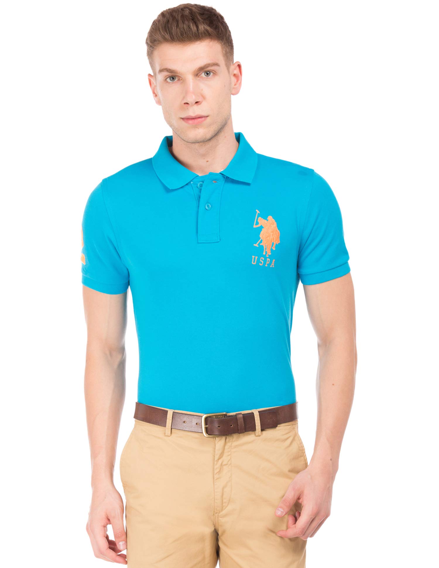 u.s. polo assn. Men's Cotton Blue Atoll Regular Polo Shirt (USTSHC0066 S)-picture-14