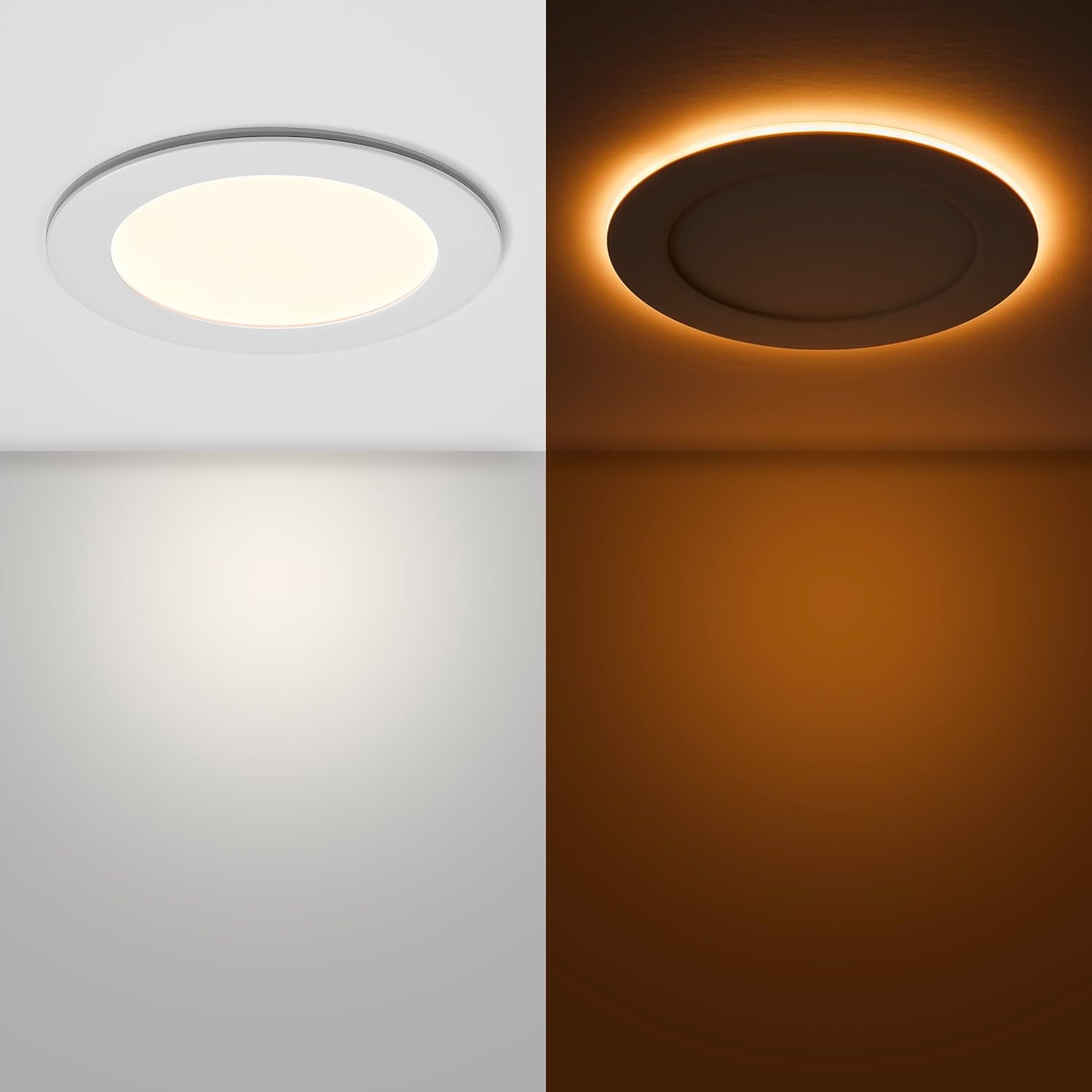 Maxxima 6 in. Slim Recessed LED Downlight with Night Light, 900 Lumens, 12 Watts, 5 CCT 2700K/3000K/3500K/4000K/5000K, 2000K Night Light, Dimmable, 90 CRI, Junction Box Included