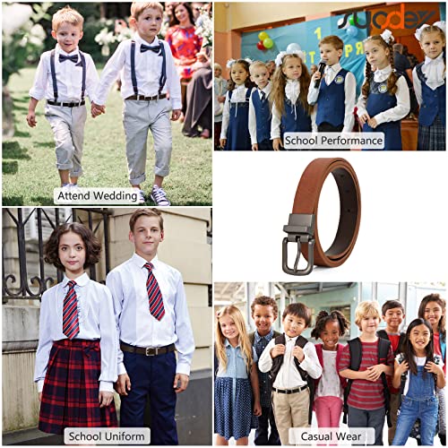 Image of Kids Reversible Belts for Boys SUOSDEY Classic Casual Children Leather Belt for School Uniform Jeans, 1-brown /Coffee, Fit Waist Size 20 inch-25 inch