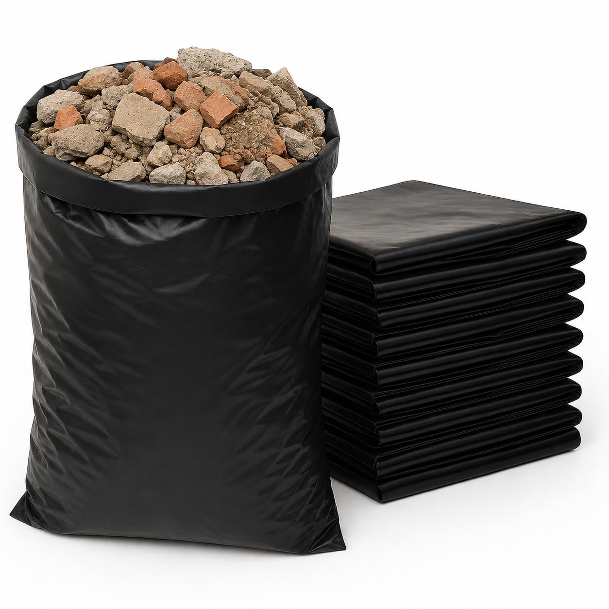 100 x EXTRA HEAVY DUTY BLACK RUBBLE BAGS/SACKS BUILDERS
