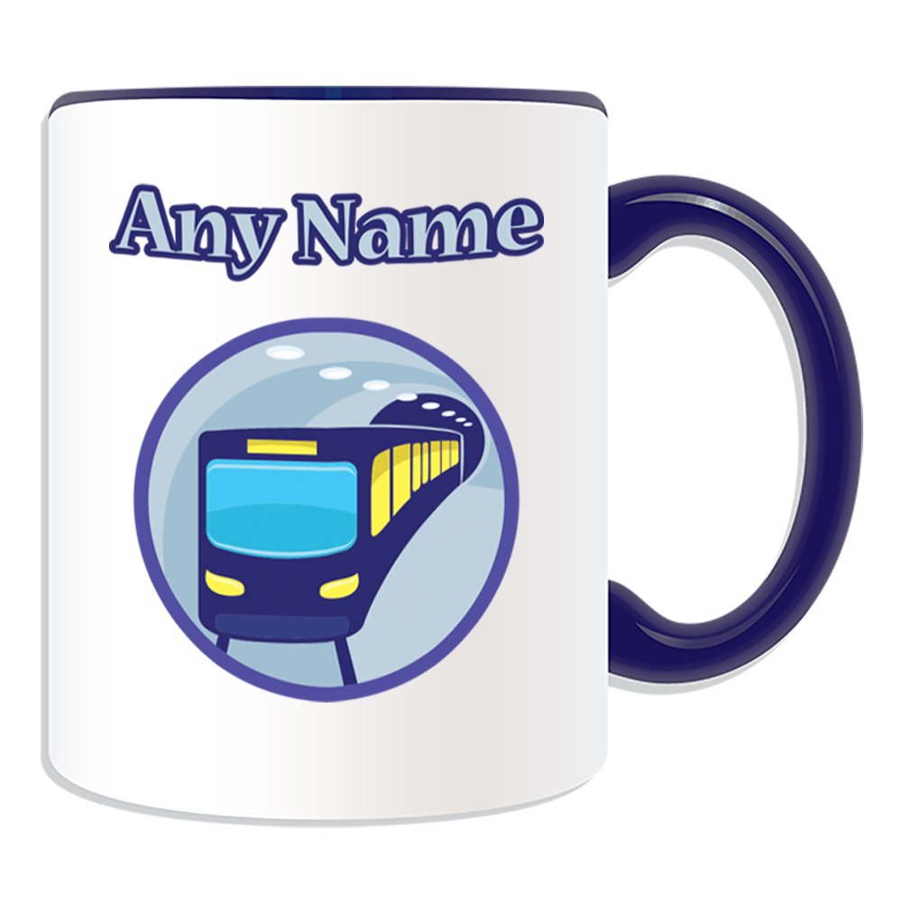 Unigift Blue Personalised Gift - London Tube Mug (Transport Design Theme, Colour Options) - Any Name / Message On Your Unique - Driver Vehicle Automobile City Public Track Railway Metrolink Metro Underground Train Subway