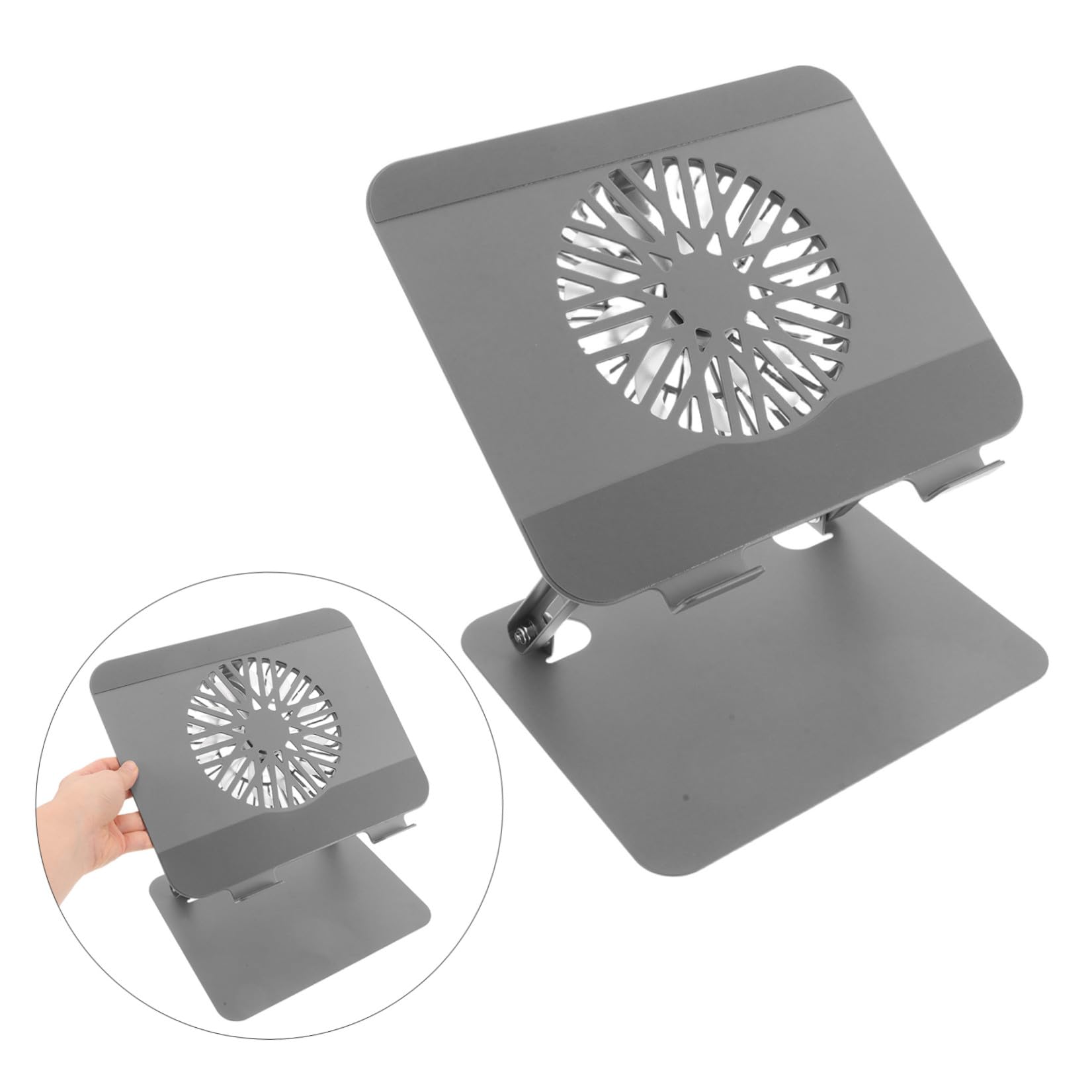 TEHAUX Supporto per Laptop e Tablet con Ventola di Raffreddamento Pieghevole in Acciaio al Carbonio per Ufficio e Scrivania Multidevice Ergonomico