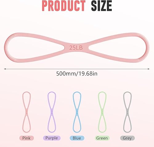 Miniatura 6 de Figura 8 bandas de ejercicio para mujeres y hombres, banda de goma de 8 formas con asas para entrenamientos de cuerpo completo, entrenamiento de